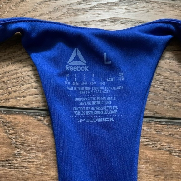 NWT Royal Blue Reebok Speedwick Racerback Sports Bra Size Lg Removable Padding - Picture 3 of 6